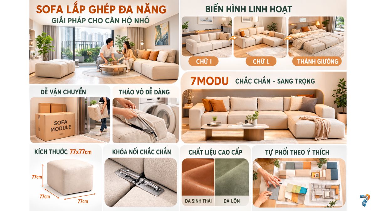 Sofa Lắp Ghép Đa Năng: Giải Pháp Vàng Cho Phòng Khách Nhỏ
