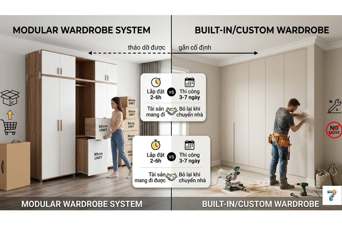 Tủ Áo Module vs Tủ Áo Đóng Tại Chỗ: Đâu Là Lựa Chọn Tốt Hơn?
